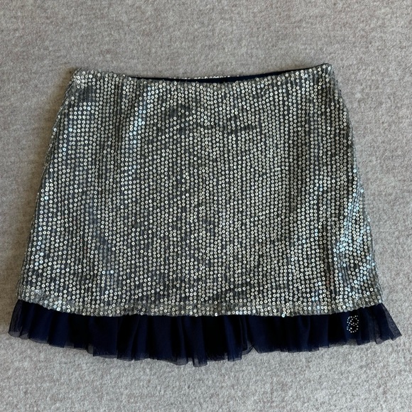 Miss Blumarine silver sequined mini skirt